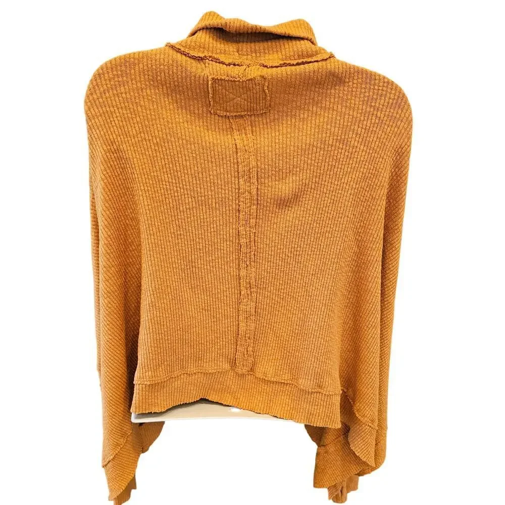 Free people S slouchy raglan oversized cowl neck sweater top EUC fall orange